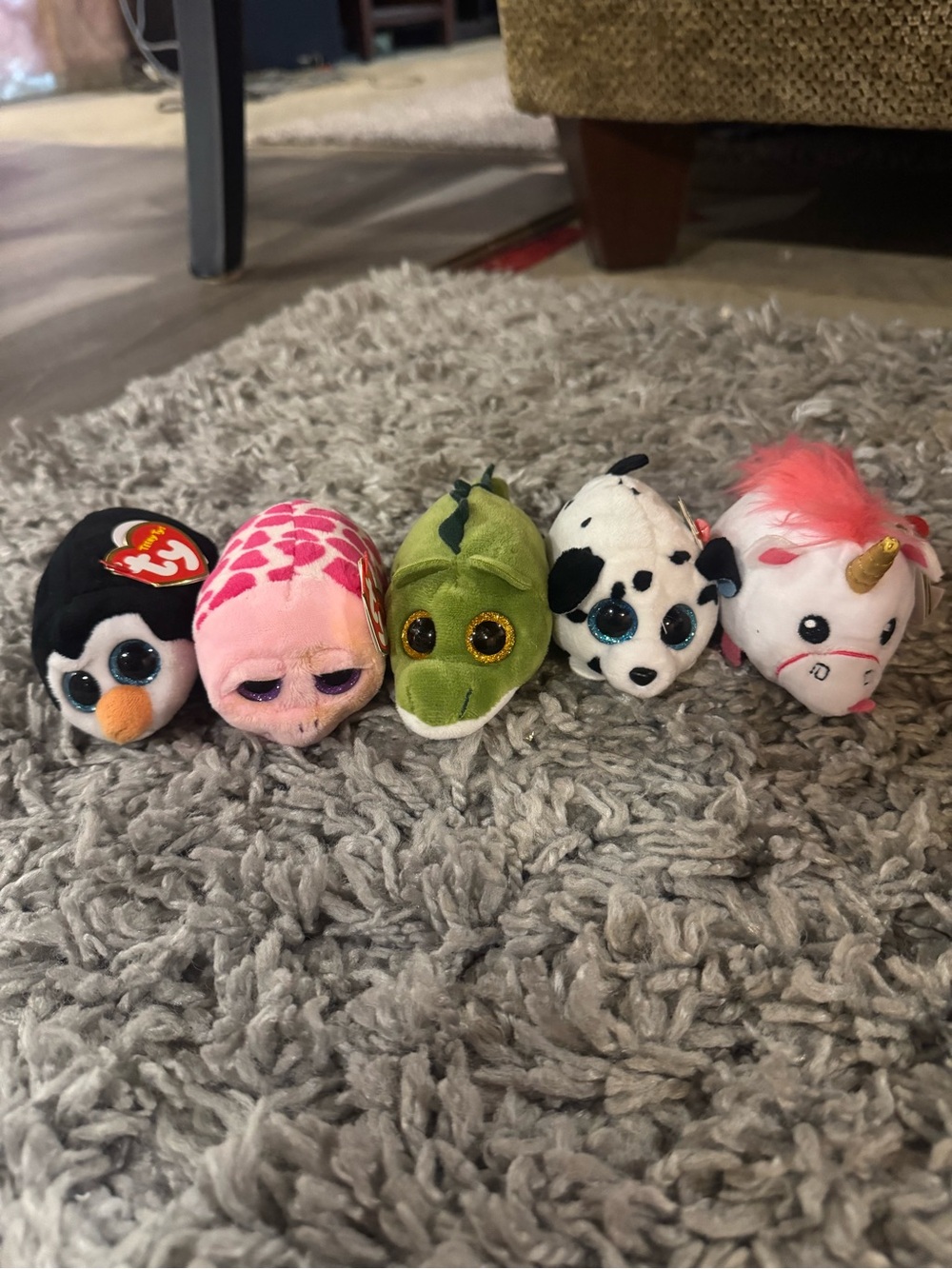 Ty Beanie Boos Mini Plush Set - Black, Pink, Green, White